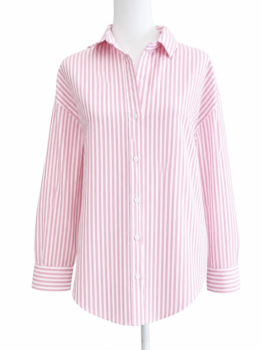 beachlunchlounge Pink and White Striped Shirt | 100% cotton | Button Down